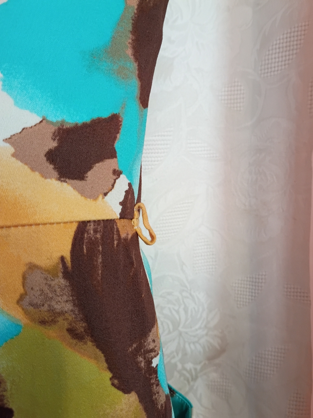 New Directions Ladies Floral Midi Dress in Turquoise, Mustard & Brown Sz 4 - Picture 6 of 8
